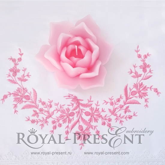 Дизайн машинной вышивки Элегантный декор с васильками Дизайн машинной вышивки Элегантный декор с васильками