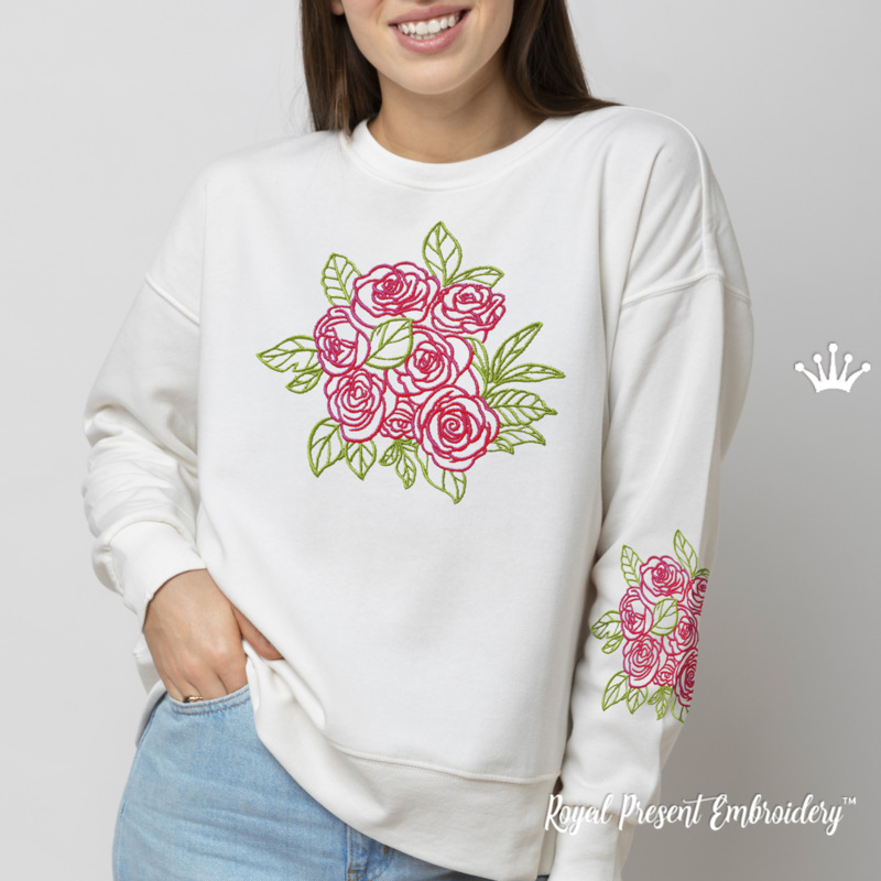 Контурные розы букет цветной большой - 5 размеров